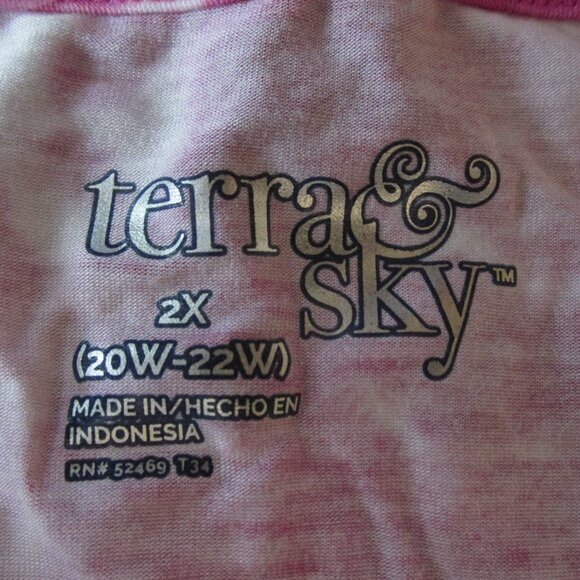 TERRA & SKY WOMEN'S SZ 2 XL (20 / 22) V - NECK TEE ORCHID TIE DYE SS T-SHIRT NWT - Picture 5 of 7